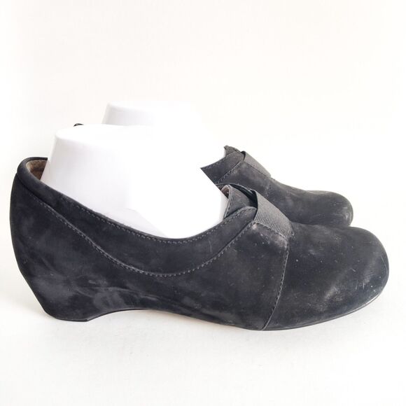 Josef Seibel Black Suede Leather Slip On Hidden Wedge Loafer Womens Size 39 / 8 - Picture 2 of 11